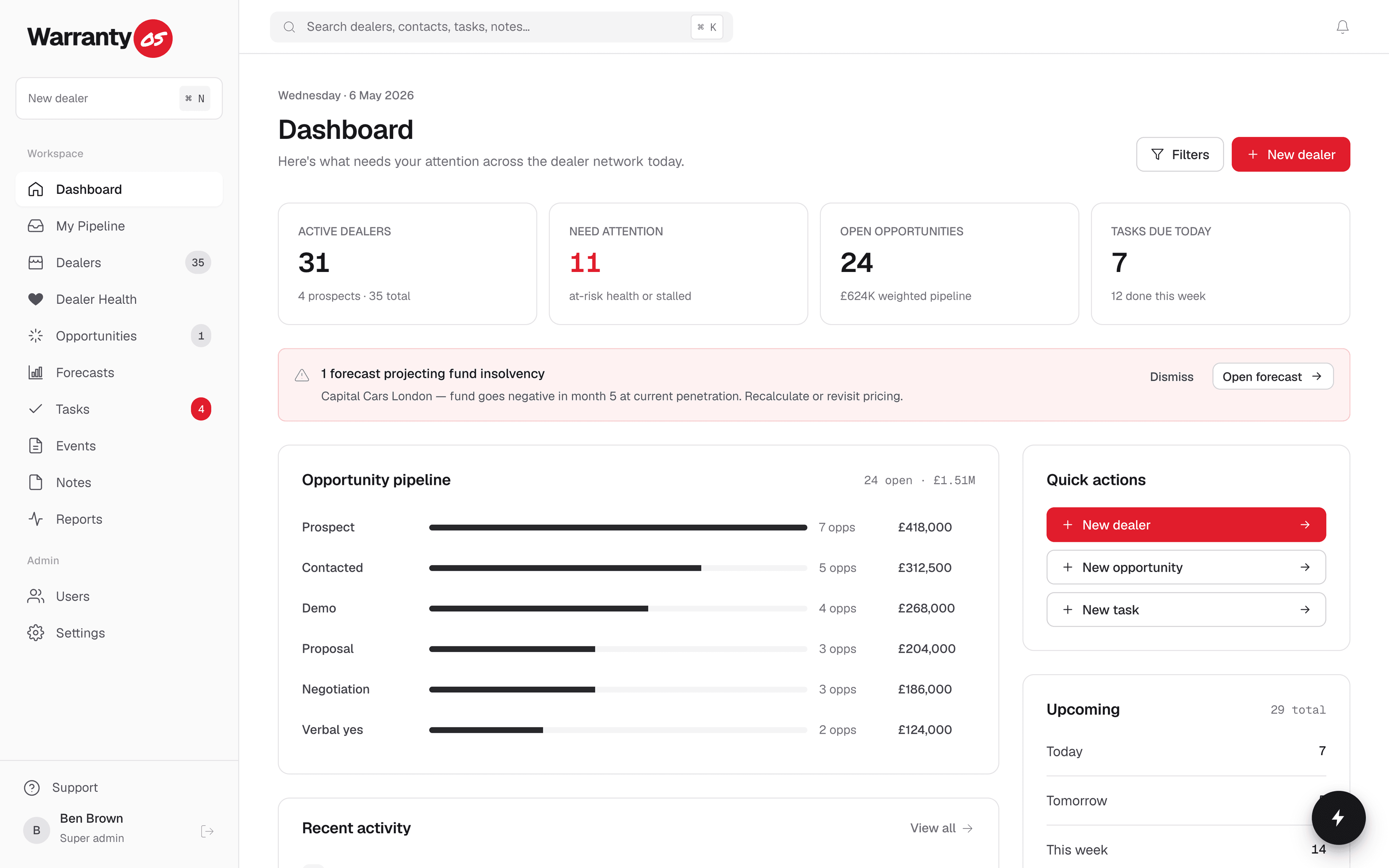WarrantyOS dashboard banner
